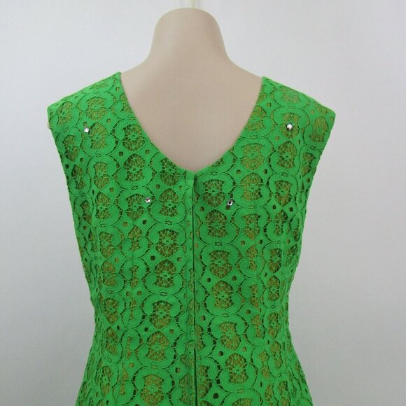 VTG 60s KELLY GREEN LACE Retro MOD M L Mad Men Demure Maxi Fairy Party dress - Picture 6 of 12